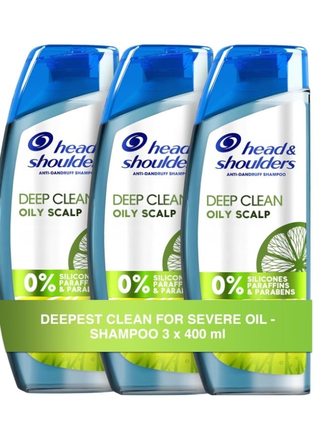 Head & Shoulders Deep Clean For SEVERE Itchy Scalp, Anti-Dandruff Shampoo, Free of Silicones, Parabens and Paraffins, 400 ml (Pack of 3) - Image 1